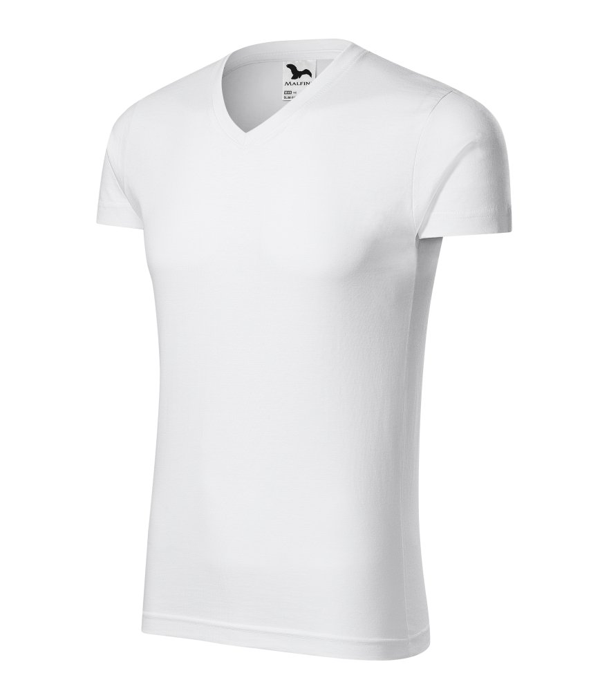 Adlerpóló fehér Férfi Póló - MALFINI Slim Fit V-neck pólók férfi