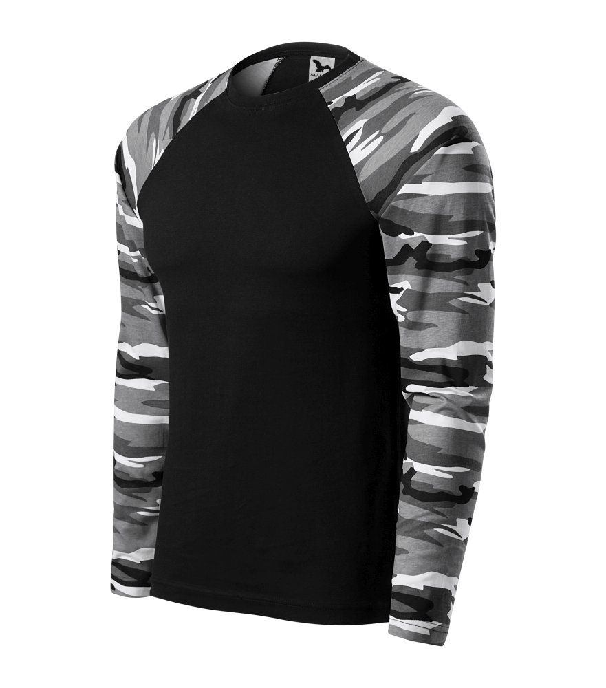Adlerpóló szürke terepszín UNISEX Póló - MALFINI Camouflage LS pólók unisex